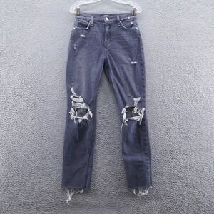 Hudson Womens Holly Straight Jeans 26 Gray Distressed‎ Frayed Hem High Rise